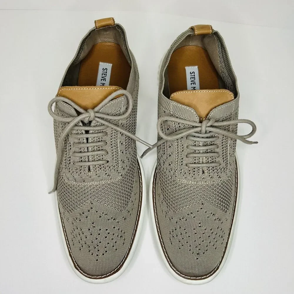 Steve Madden Men’s Gray Knit Wingtip Oxfords Dress Sneakers Size 9.5
